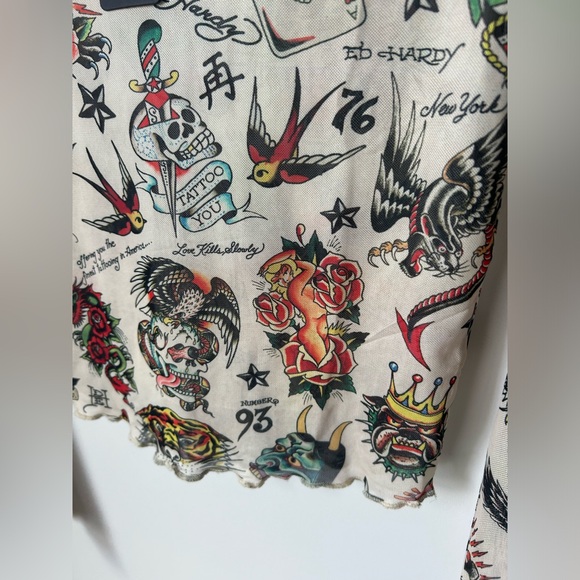 Ed Hardy Mesh Long Sleeve Top - Picture 2 of 4